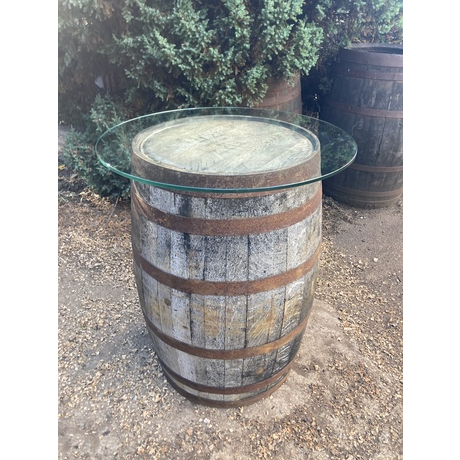 Bourbon Barrel Glass Top Table