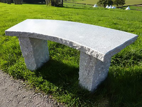 curved granite garden bench - grey