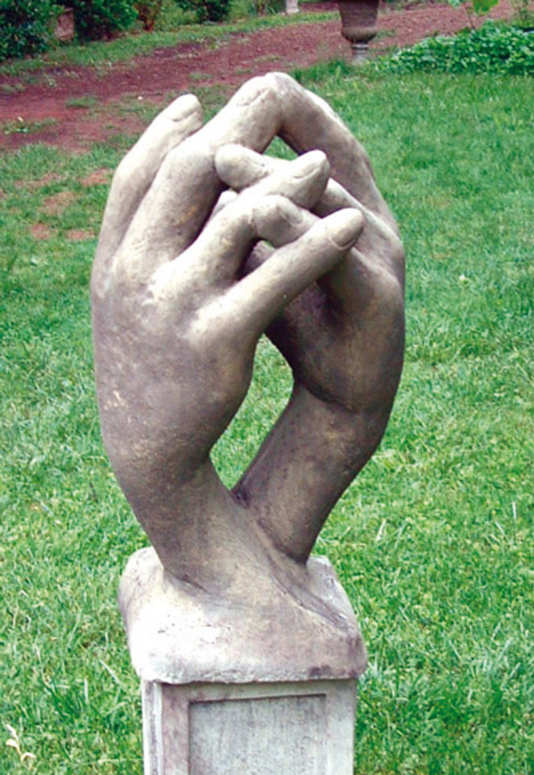 Entwined Hands Contemporary Cotswold Stone Sculpture. 