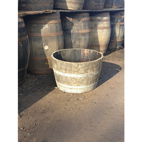 Half French Oak Wine Barrel Tub Planter - 28" Diameter